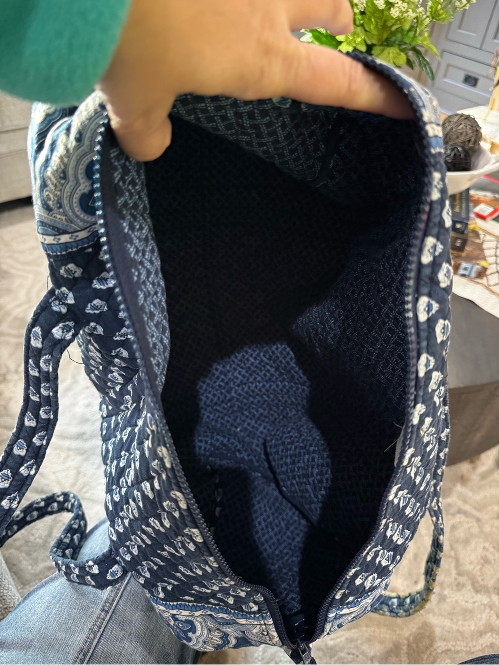 Vera Bradley Quilted Navy Paisley Tote Bag - Picture 5 of 6